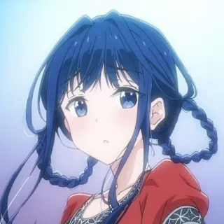 🎐 e21d1704 애니메이션, 소녀, 파란 머리, 땋은 머리, 귀여운, 만화, 애니 telegram sticker