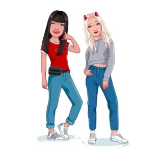 👯‍♀️ 3c0e6984 kartun, cewek, teman, mode, gaya telegram sticker