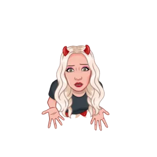 😩 90c5fba5 iblis, tanduk, wanita, kartun, lucu, stiker telegram sticker