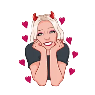 🥰 aaa5ee33 iblis, hati, pirang, imut, wanita, perempuan, kartun, setan telegram sticker