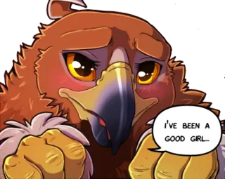 👼 5b75c50a I'VE BEEN A GOOD GIRL... ptak, antropomorficzny, słodki, zwierzę telegram sticker