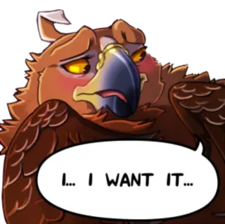 🤰 5e59014c I... I WANT IT... ptak, słodki, chcę, wyraz, kreskówka telegram sticker