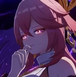 🌸 237226c3 Yae Miko Genshin Impact animé, jeu vidéo, Genshin Impact, Yae Miko, personnage, souriant whatsapp sticker