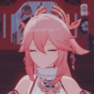 🌸 60041423 Yae Miko Genshin Impact Anime, Jeu vidéo, Genshin Impact, Yae Miko, Personnage féminin, Cheveux roses whatsapp sticker