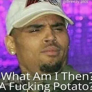 🥔 35003f91 What Am I Then? A Fucking Potato? chris brown, meme, gracioso, patata telegram sticker