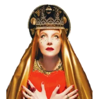 🙏 9e4cccb4 Frau, Porträt, Kopfschmuck, Gold, Rot, Religiös, Königin, Krone whatsapp sticker