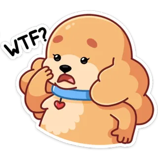 ❓ 8e32131a WTF? anjing, bingung, pertanyaan, binatang, stiker, kartun, ekspresi, wtf telegram sticker