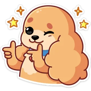 😉 4e2762f6 개, 동물, 만화, 귀여운, 골든 리트리버, 손가락 총, 반짝이, 윙크 telegram sticker