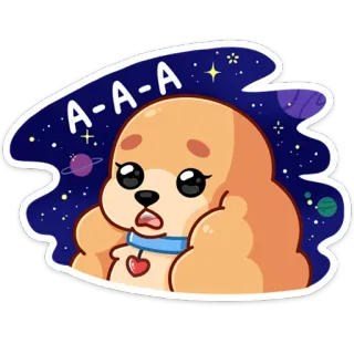 😱 7ad36eb6 A-A-A 개, 강아지, 귀여운, 만화, 우주, 슬픈, 걱정스러운, 카와이 telegram sticker