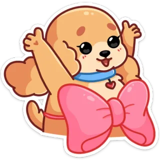 🤗 9520c9c4 개, 강아지, 귀여운, 동물, 리본, 애완 동물, 만화 telegram sticker