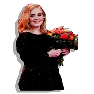 😊 499a9f85 Adele อเดล, นักร้อง, ดอกไม้, ผู้หญิง, ภาพเหมือน telegram sticker
