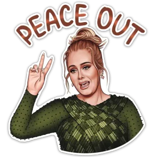 ✌️ 107416e2 PEACE OUT アデル, ピースサイン, またね, 歌手, 女性 telegram sticker