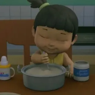 💛 46334373 малыш, ребенок, еда, мультфильм, дети telegram sticker