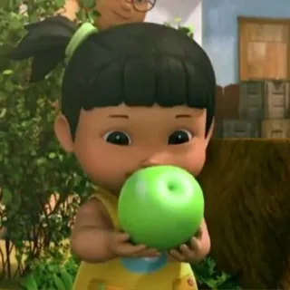 💛 e4d9ce08 ребенок, яблоко, мультфильм, девочка, еда, милый telegram sticker