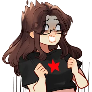 😱 a37fdfcb Мультфильм, Девушка, Красная звезда, Футболка, Персонаж, Коммунизм, Коммунист telegram sticker