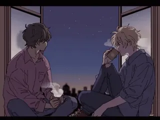 🙂 482f045d anime, jendela, bintang, kota, persahabatan, kartun whatsapp sticker