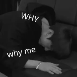😖 5ec47d08 WHY why me sedih, kenapa, meme, kesal, frustrasi telegram sticker