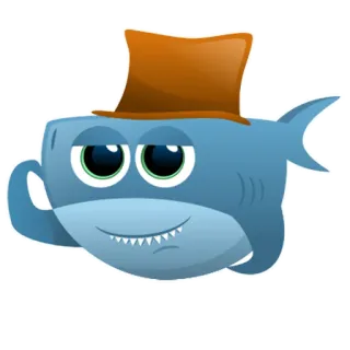 💪 01ae4257 Haai, Dier, Cartoon, Hoed, Vis, Schattig telegram sticker