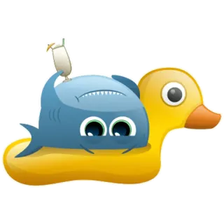 🏖 51c6efbe haai, rubberen eend, luchtbed, cartoon, schattig, zomer, strand, dier telegram sticker