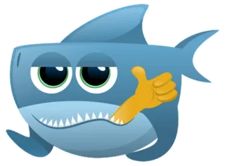 🙃 80a9c997 Haai, Cartoon, Dier, Schattig, Duim omhoog, Positief, Zeewezen, Vis telegram sticker