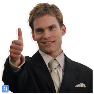 👍 36beeb1c Anzug, Mann, Lächeln, Daumen hoch telegram sticker