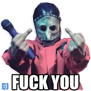 😎 dd8af970 FUCK YOU mittelfinger, beleidigend, maske, musik, metal telegram sticker