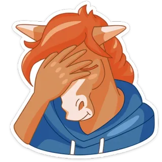 🤦‍♂️ aac21251 马, 捂脸, 动物, 卡通, 失望, 情绪 telegram sticker