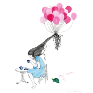 🎈 3e53e5b7 My great escape ballons, évasion, rêveur, fantaisiste, fille, thé, tortue telegram sticker