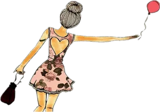 ✨ 61ed0920 fille, robe, ballon, mode, illustration, mignon telegram sticker