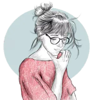 🙂 d95a29fe femme, croquis, portrait, lunettes, femme telegram sticker