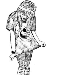 😊 f4941af2 crâne, emo, fille, dessin, croquis, bandana, résille telegram sticker