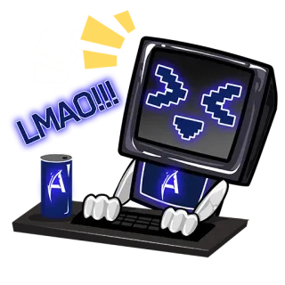 🤣 897bc824 LMAO!!! 로봇, 컴퓨터, 화면, lmao, lol, 이모티콘, 웃긴 telegram sticker