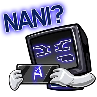 🤔 a85cc54b NANI? 애니메이션, 일본, 컴퓨터, 질문, 놀람, 스티커 telegram sticker