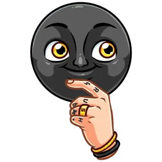 🌚 2cb29f0d SHUSH 손가락, 손, 문신, 침묵, 쉿, 달, 얼굴 telegram sticker