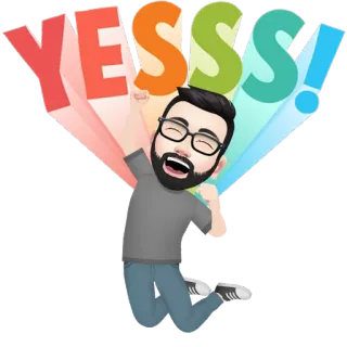 ✳️ 05742640 YESSS! eccitato, celebrazione, felice, saltare, sì, positivo telegram sticker