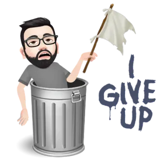 ✳️ 70780318 I GIVE UP resa, sconfitta, arrendersi, bandiera bianca, cartone animato, triste, cestino telegram sticker
