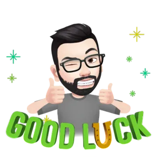 ✳️ 8bae7c2c GOOD LUCK Buona fortuna, Pollice in su, Desiderio, Saluto telegram sticker