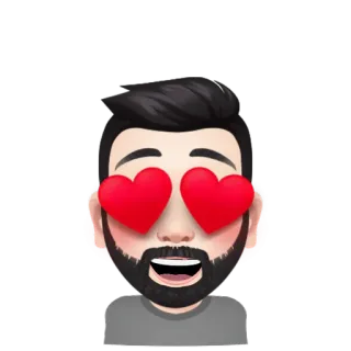 ✳️ d5151113 Emoji, Occhi a cuore, Amore, Affetto, Felice, Uomo con la barba telegram sticker