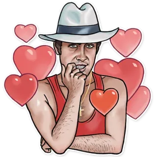 😍 37f7ab58 homem, chapéu, corações, amor, adesivo telegram sticker