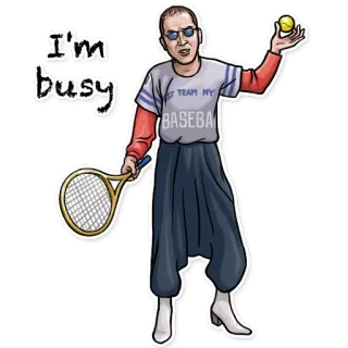 😐 845d33af I'm busy tênis, tenista, ocupado, esportes, bola, raquete de tênis telegram sticker