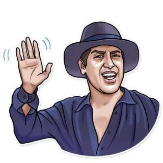 👋 88b2ec23 pessoa, chapéu, acenando, desenho animado telegram sticker