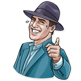 😂 a76c64fc homem, chapéu, polegar para cima, sorriso, desenho animado, adesivo telegram sticker