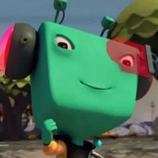 🌟 b3f74862 cartoon, robot, animated, green, friendly whatsapp sticker