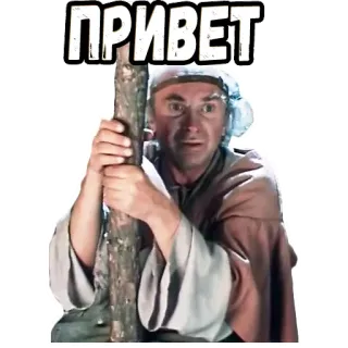 ✋ b4262f46 ПРИВЕТ bonjour, homme, bois, surprise, russe telegram sticker
