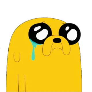 😢 8027a784 Jake Adventure Time Desenho animado, Lágrimas, Triste, Emoção, Amarelo, Cachorro, Jake, Hora de Aventura telegram sticker