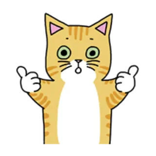 🐈 65722f5b Katze, Daumen hoch, Tier, orange Katze, fröhlich telegram sticker