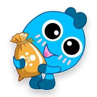 🤑 527296e4 Мультфильм, Талисман, Криптовалюта, Сумка, Милый, Синий telegram sticker