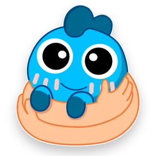 👐 87941b47 Мультфильм, Милый, Каваи, Наклейка, Синий, Персонаж telegram sticker