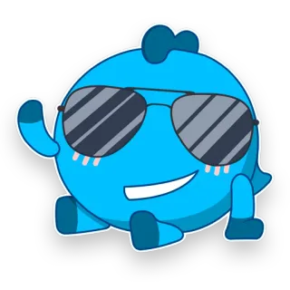 😎 de6bf89b Мультик, Персонаж, Синий, Солнцезащитные очки, Круто, Счастливый telegram sticker
