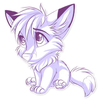 😞 8750e280 słodki, zwierzę, wilk, chibi, rysunek, ilustracja whatsapp sticker